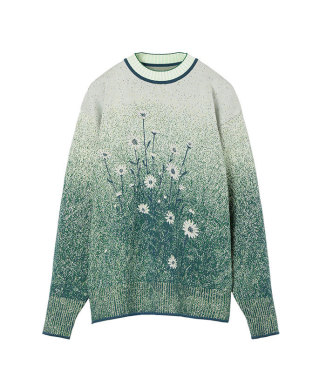 Floral Jacquard Graphic Knit Top