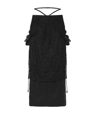 Nylon Skirt with Cording Embroidery Detail