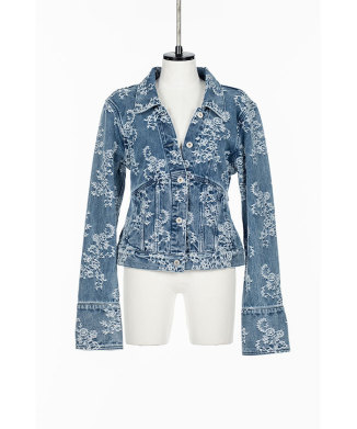 LACE-JACQUARD SKIPPER DENIM JACKET