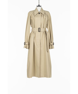 COTTON TWILL GATHERED SOUTIEN COLLAR COAT(COTTON BLEND)