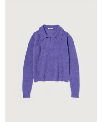 SURI ALPACA SHEER KNIT SKIPPER POLO