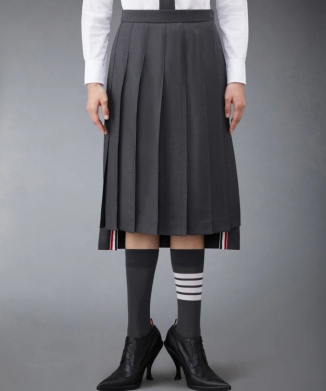 【THOM BROWNE】ツイル ひざ下 プリーツスカート