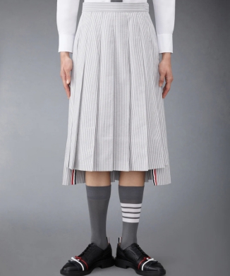【THOM BROWNE】シアサッカー ミディ丈 プリーツスカート