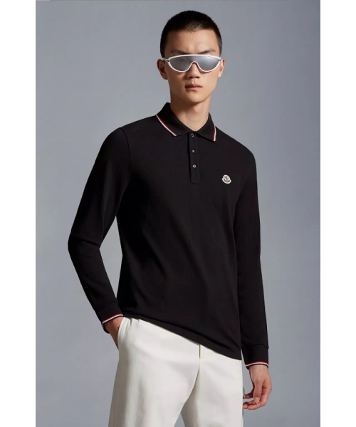 MONCLER ロングスリーブ ポロシャツ ブラック 3XL MONCLER ロングスリーブ ポロシャツ ブラック 3XL