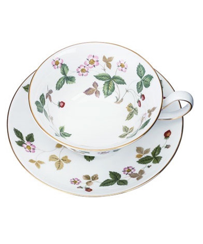 ワイルド ストロベリー ティーカップ ＆ ソーサー (ピオニー) ペア