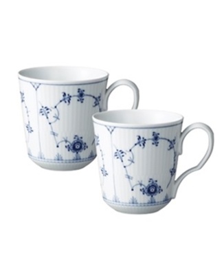 ブルーフルーテッド プレイン マグSペア