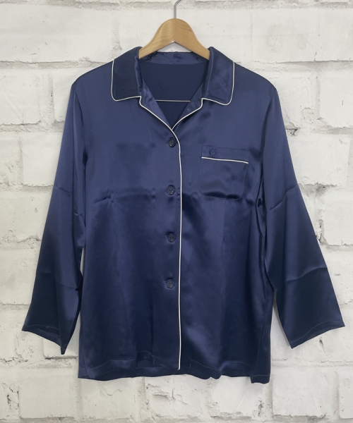 milaschon 長袖長ズボン婦人パジャマ ネイビー L milaschon 長袖長ズボン婦人パジャマ ネイビー L