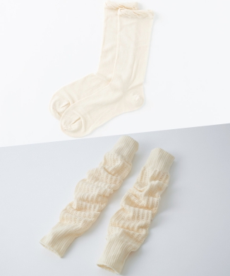 薄手おやすみソックス、レーシー レッグ＆アームウォーマー セット
