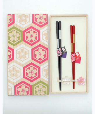 亀甲(六角市松夫婦/シェル箸置き桜)