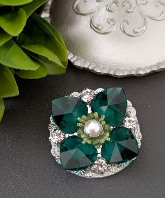 【ラティーフ】Heliotrope渡辺友美 グリーンハートのブローチキット