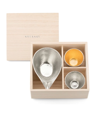 片口－大・ぐい呑 錫・金箔セット(桐箱入)