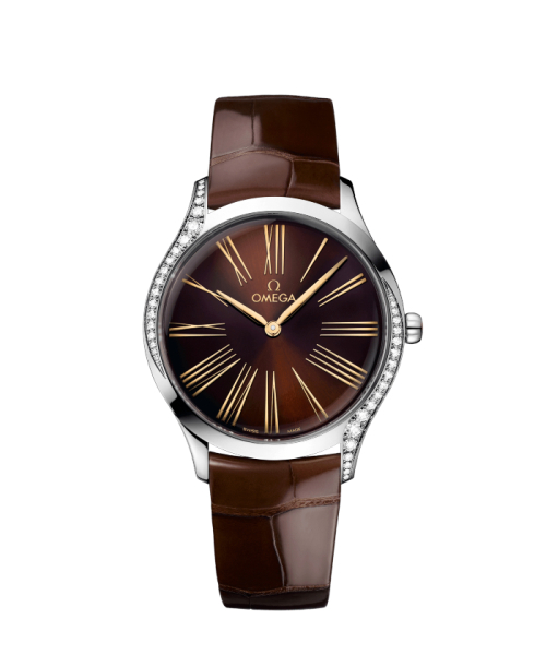 OMEGA】デ・ヴィル トレゾア クォーツ36mm SS×ブラウン×ブラウンレザー