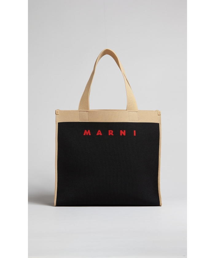 【MARNI】関税送料込 ロゴジャカード ミディアム トートバッグ ジャカードニットミディアムトートバッグ SHMQ0045A0P4547