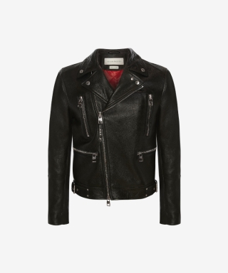 McQueen クラシック レザー バイカー ジャケット　626381Q5LDS1000