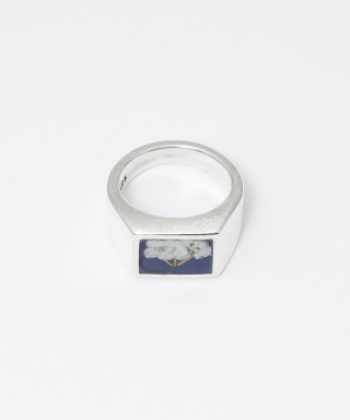 Signet Ring with Flower / Blue　XOR040