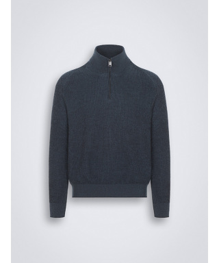 ハーフジップ モックネックセーター　UMS70LPBK12