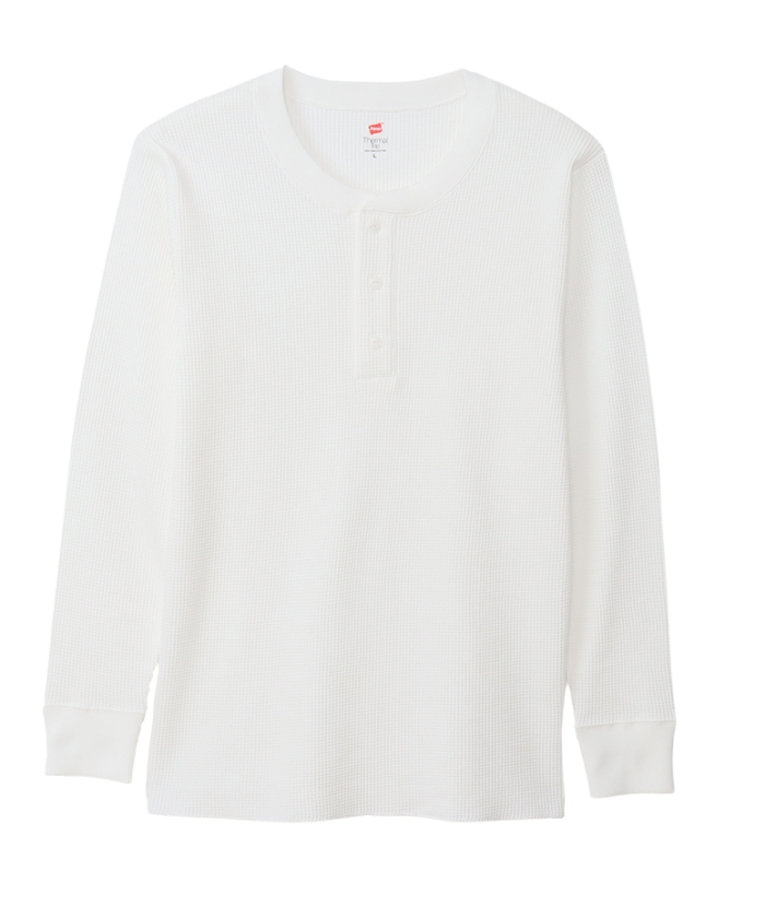Hanes サーマルトップ ヘンリーネックロングスリーブ HM4-A203