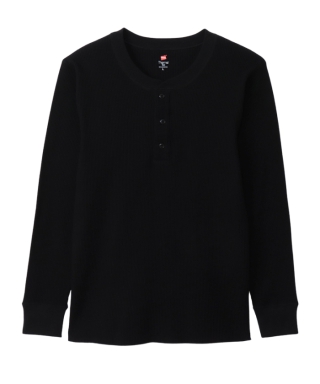 Hanes サーマルトップ ヘンリーネックロングスリーブ　HM4-A203