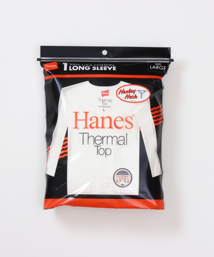 Hanes サーマルトップ ヘンリーネックロングスリーブ HM4-A203