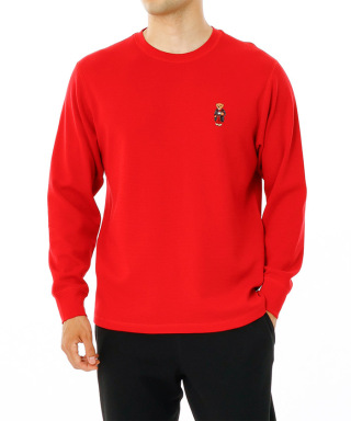 POLO RALPH LAUREN Waffle Crew Neck Long Sleeve Fall Morning Robe Bear　RM8-A005