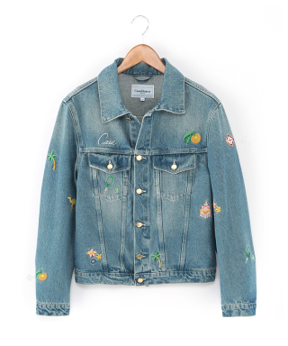 STONE WASH DENIM EMBROIDERED MOTIF JACKET　MPS24-JK-003-002
