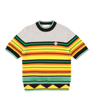KNITTED WOOL STRIPED TEE　MS24-KW-625-01