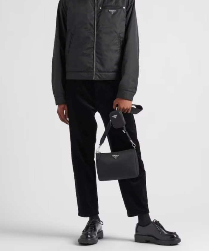 Re-Nylon×サフィアーノレザー ショルダーバッグ Re-Nylon×サフィアーノレザー ショルダーバッグ