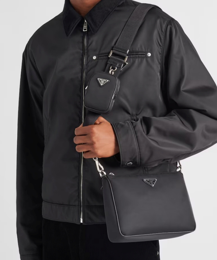 Re-Nylon×サフィアーノレザー ショルダーバッグ Re-Nylon×サフィアーノレザー ショルダーバッグ
