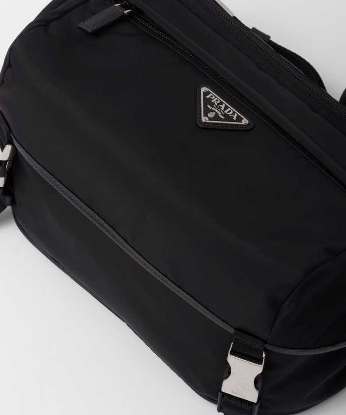 RE-NYLON &SAFIANOレザーショルダーバッグ ブラック Re-Nylon xサフィアーノレザー ショルダーバッグ | PRADA
