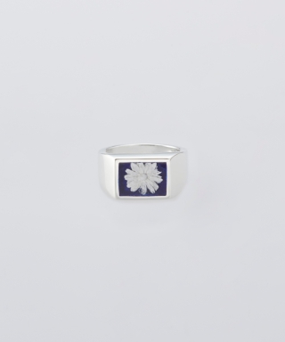 Signet Ring with Deep Blue Flower　XOR101