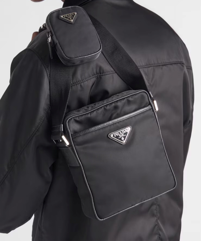 Re-Nylon xサフィアーノレザー ショルダーバッグ Re-Nylon xサフィアーノレザー ショルダーバッグ
