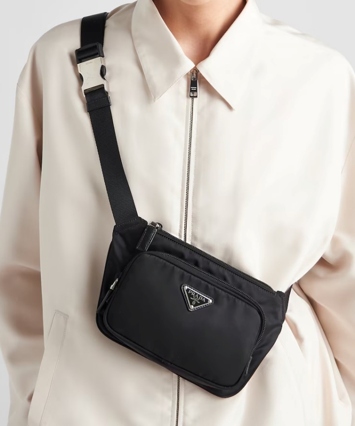 Re-Nylon xサフィアーノレザー ショルダーバッグ Re-Nylon xサフィアーノレザー ショルダーバッグ