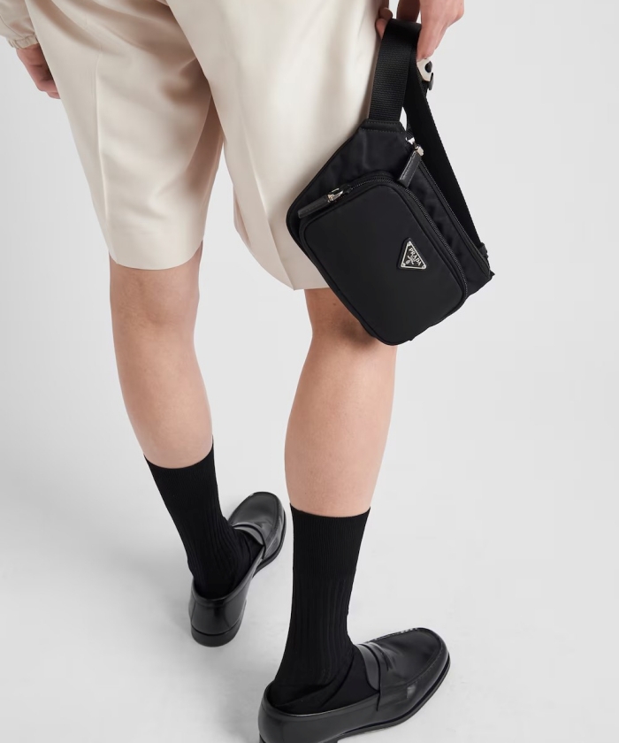 Re-Nylon xサフィアーノレザー ショルダーバッグ Re-Nylon xサフィアーノレザー ショルダーバッグ