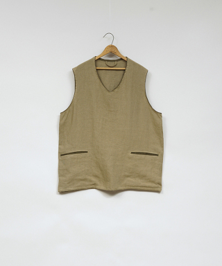 FRENCH WORK VEST LINEN PIN OX　80500070004