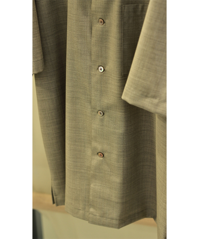 SUPER FINE TROPICAL WOOL OPEN COLLAR HALF SLEEVED SHIRT A25SS02WT