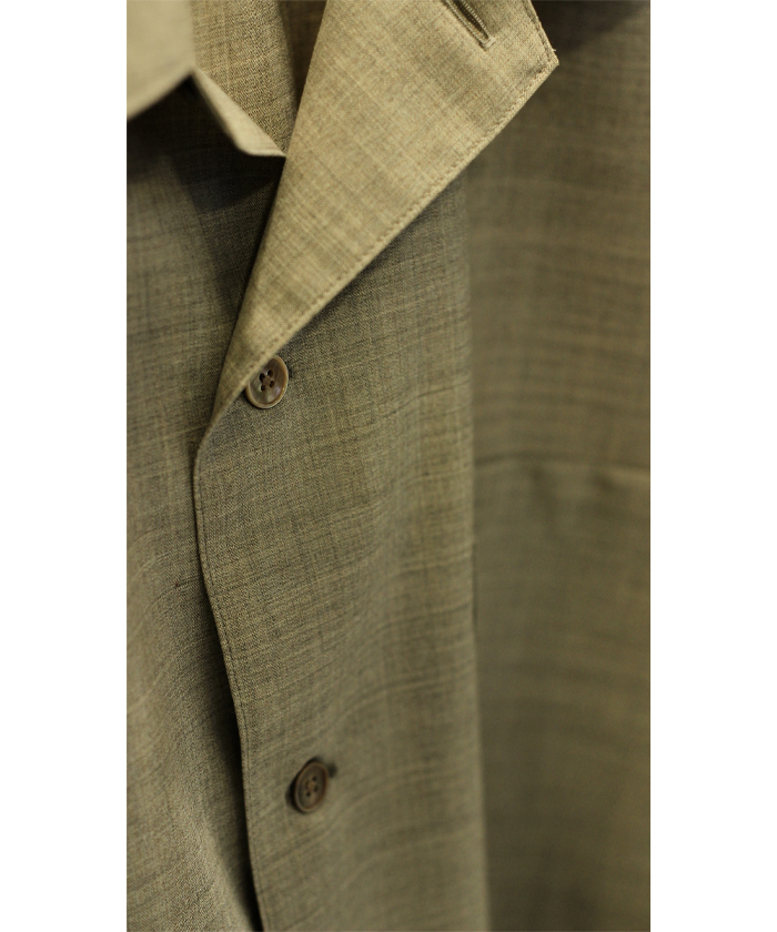 SUPER FINE TROPICAL WOOL OPEN COLLAR HALF SLEEVED SHIRT A25SS02WT
