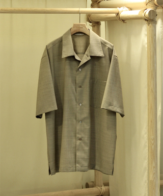 *SUPER FINE TROPICAL WOOL OPEN COLLAR HALF SLEEVED SHIRT　A25SS02WT