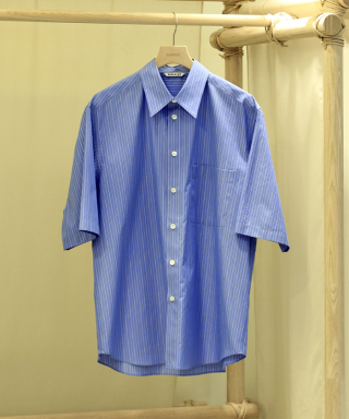 SUVIN HIGH COUNT CLOTH STRIPE HALF SLEEVED SHIRT　A25SS02SS