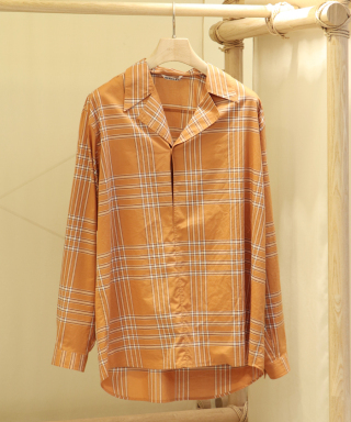 WASHED FINX TYPEWRITER CHECK P/O SHIRT　A25SS02TC