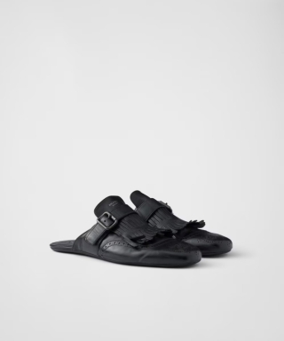 PRADA★レザー ダブルモンクストラップミュール プラダ シャッフル レザー ダブルモンクストラップミュール