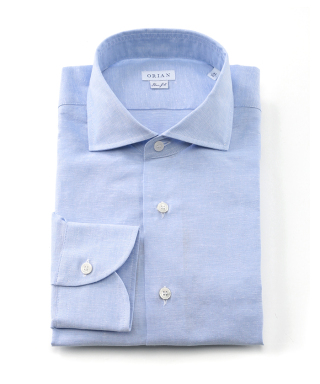 コットンリネン セミワイドカラーシャツ　04-251-117