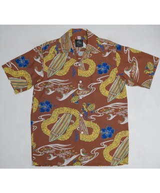 アロハシャツ　SurfBoardCamel