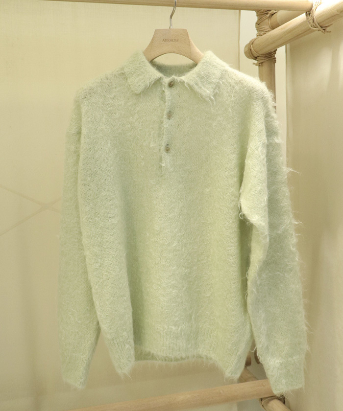 BRUSHED SUPER KID MOHAIR KNIT POLO A25AP01KM(M2570069)｜HANKYU