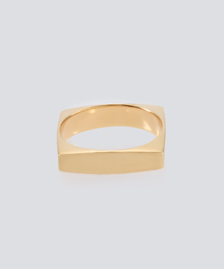 Square 3D Ring with Hair Line -Gold-　XOR105G
