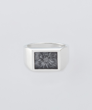 Signet Ring with Steel Gray Flower　XOR117