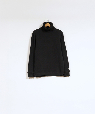 TURTLE NECK WAFFLE BLACK　80510020125