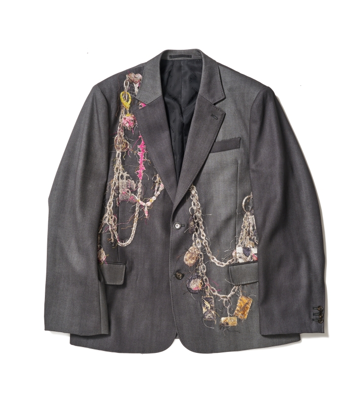 EMBROIDERED CHAIN TAILORED JACKET グレーS EMBROIDERED CHAIN TAILORED JACKET brown - IDIOME | ONLINE