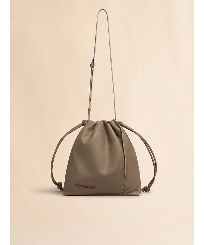 可憐◎*Marni*ブラックサテン Scrunchie ドローストリングバッグ Black satin Scrunchie small drawstring bag | Marni