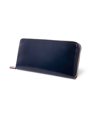 ganzo 二つ折り財布 ネイビー ガンゾ SHELL CORDOVAN 2(シェルコードバン2) 二つ折り財布 ネイビー