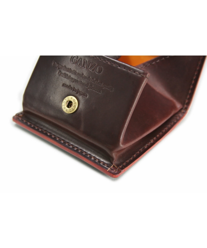 ガンゾ Shell Cordovan 2 BOX小銭入れ　バーガンディ SHELL CORDOVAN 2(シェルコードバン2) BOX小銭入れ｜シェルコードバン